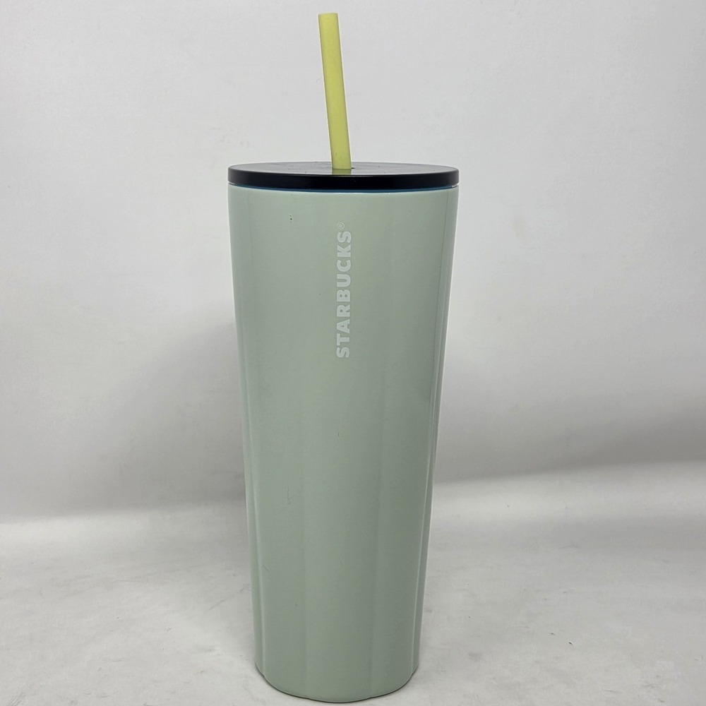 NEW Starbucks Puffy Valentine Mint Green Stainless Venti 24 oz Tumbler & Straw‎